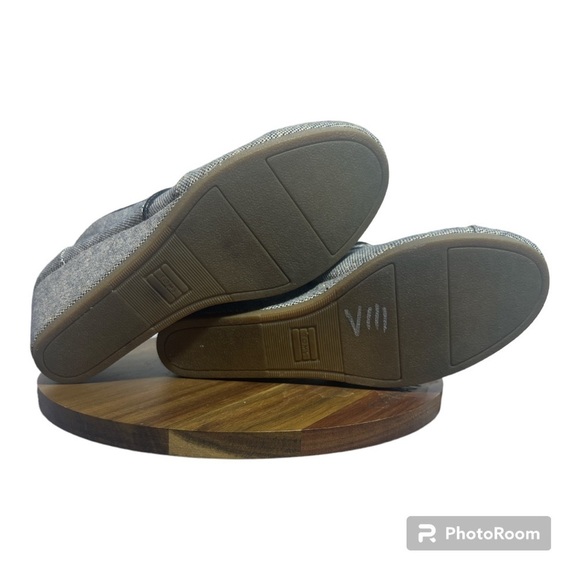 TOMS Gray/Gold Metallic Linen Desert Wedge Ankle Boots/Booties Size 9.5 - Picture 4 of 9